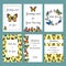 Cards with butterflies. Design template of cards invitation with illustrations of colored butterflies