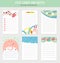 Cards notes. Kids notebook page vector template. Stickers, labels, tags paper sheet illustration. Set of planners and to