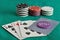 Cards with poker chips and small blind chip