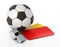 Cards, soccer ball and whistle isolated on white background. 3D illustration