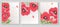 Cards on white background with red poppy flowers, vector leaves, buds, butterfly ladybug. Set of templates for invitation cards,