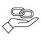 Care backlink icon, outline style