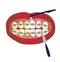 Care braces. Interdental brush teeth. Dental floss. Infographics. Vector illustration on isolated background