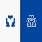 Care, Compassion, Feelings, Heart, Love Line and Glyph Solid icon Blue banner Line and Glyph Solid icon Blue banner