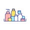 Care and decorative cosmetics on shelf RGB color icon