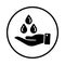 Care, ecology, water icon / black color