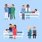 Care of patients in hospital. Medical therapy. Vector illustrations