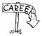 Career Arrow Sign Melted and Pointing Down, Not Forward. Concept of work, job, Business or Success