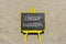 Career building symbol. Concept words Career building on beautiful black chalk blackboard. Beautiful sea sand beach background.