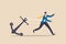 Career burden, held back or no career path in work, anchoring behavioral finance or hard work and struggle in business concept,