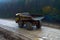 Career dump truck. Quarry for the extraction of minerals. Large quarry dump truck.