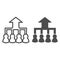 Career group growth line and solid icon. Hierarchy or flow chart, up arrow and team symbol, outline style pictogram on