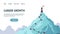 Career growth landing page. Process journey to success. Climbing to the top of mountains. Vector flat modern