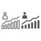 Career growth line and glyph icon, increase and diagram, person and chart sign, vector graphics, a linear pattern on a