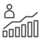 Career growth line icon, increase and diagram, person and chart sign, vector graphics, a linear pattern on a white