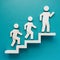 Career growth person climbs stairs, advancing towards professional development