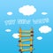 Career ladder made of pencils with message try new ways with blue sky