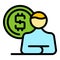 Career money icon color outline vector