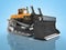 Career technology bulldozer orange 3D rendering on blue background with shadow