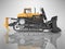 Career technology bulldozer orange side view 3D rendering on gray background with shadow