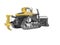 Career technology bulldozer yellow rear view 3D rendering on white background no shadow