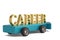 Career word on wheel arrow over white background 3D illustration