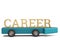 Career word on wheel arrow over white background 3D illustration