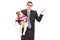 Carefree businessman holding his daughter