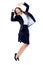 Carefree businesswoman jump