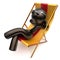 Carefree chilling man relaxing beach deck chair sunglasses