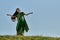carefree indian woman in traditional sari