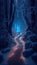 A Carefully Manicured Icey Blue Glowing Path Through an Enchanted Wintery Forest Cozy and Delightful Colors AI Generative