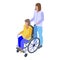 Caregiver wheelchair man icon, isometric style