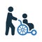 Caregivers, caretaker, disability icon. Glyph style vector EPS