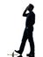 Careless man walking silhouette