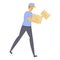 Careless postman icon, cartoon style