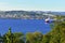 Cargo boat passing through the Bosphorus Strait. Hidiv KasrÄ±, Beykoz