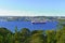 Cargo boat passing through the Bosphorus Strait. Hidiv KasrÄ±, Beykoz