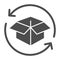 Cargo box with arrows solid icon, delivery parcel and logistics freight symbol, Package return vector sign on white