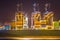Cargo carrier ship at night