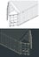 Cargo container close-up isometric blueprints