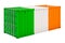 Cargo container with Irish flag, 3d rendering