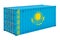 Cargo container with Kazakh flag, 3d rendering