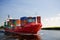 Cargo container ship on river