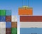 Cargo container stacks and crane at port
