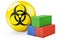 Cargo containers with biohazard symbol, 3D rendering