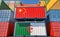 Cargo containers with China and Algeria national flags.