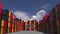 Cargo containers with CYBER MONDAY text and national flags of Belgium. Belgian online commerce related 3D animation