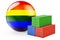 Cargo containers with LGBT flag, 3D rendering