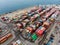 Cargo containers in the sea port ready for transportation by ship
